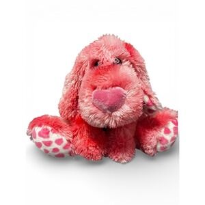 Chosun Pink Heart Pattern Plush Floppy Puppy Dog Stuffed Valentine's Day Vintage